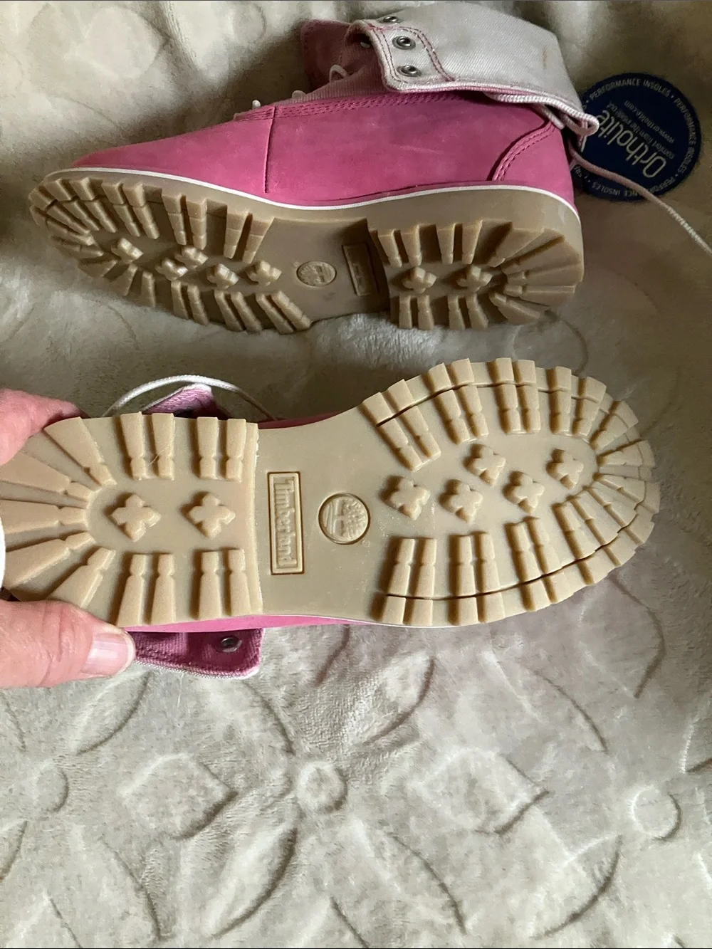 Timberland Pink Lace-Up Fold-Down kids Boots